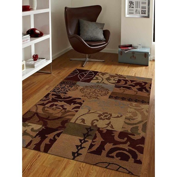 Glitzy Rugs 3 x 5 ft. Hand Tufted Wool Floral Rectangle Area RugMulti Color UBSK00505T0000A1